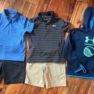 Boys UA shorts outfit and sweatshirt